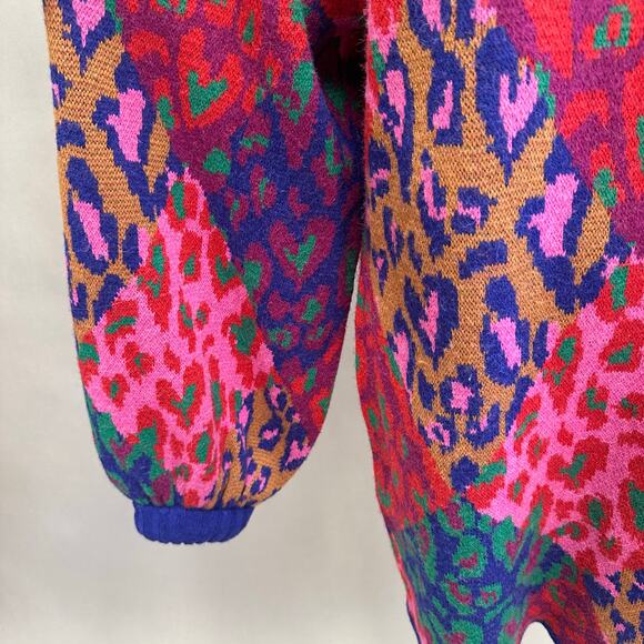 Farm Rio Mixed Leopard Pop Sweater Dress Size Medium - Picture 9 of 16